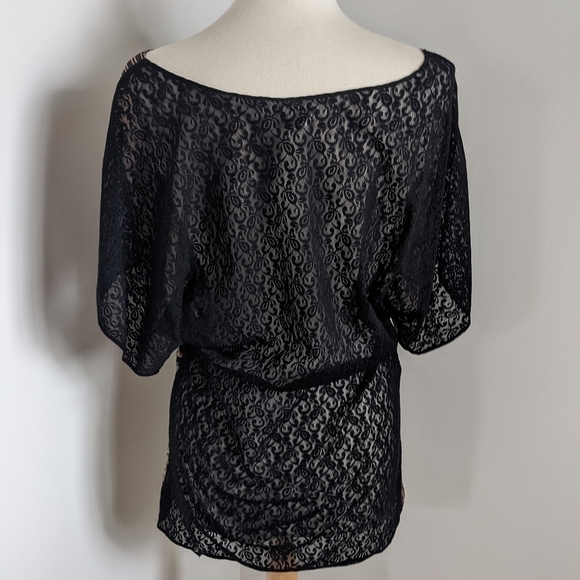 Vintage Rare Free People Sheer Floral and Lace Top M - Picture 3 of 11